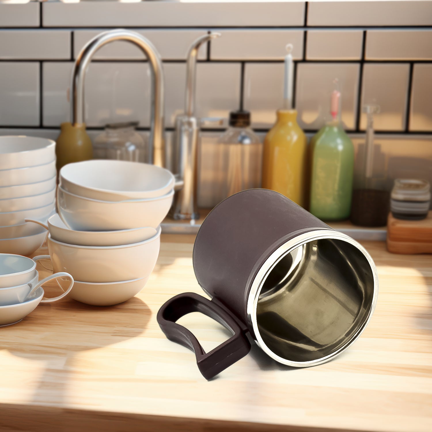 Coffee Mug With Lid And Handle-plastic Covered Stainless Steel Mug (Random Color Approx 200 Ml) Coffee Mug With Lid And Handle-plastic Covered Stainless Steel Mug (Random Color Approx 200 Ml)